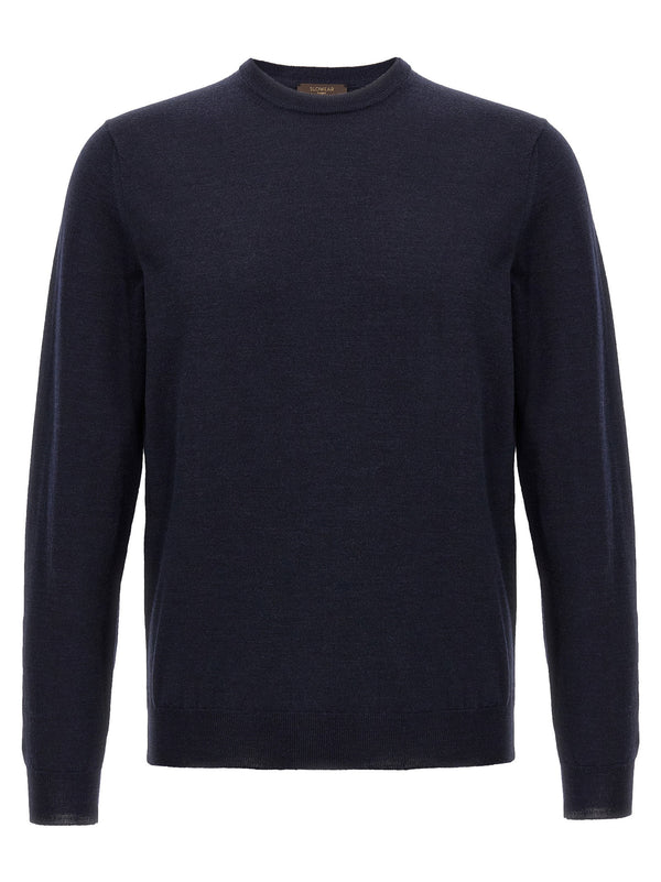 Zanone Virgin Wool Blue Sweater With Crew Neck For Women Flexwool Premium Italian Knitwear Warmth