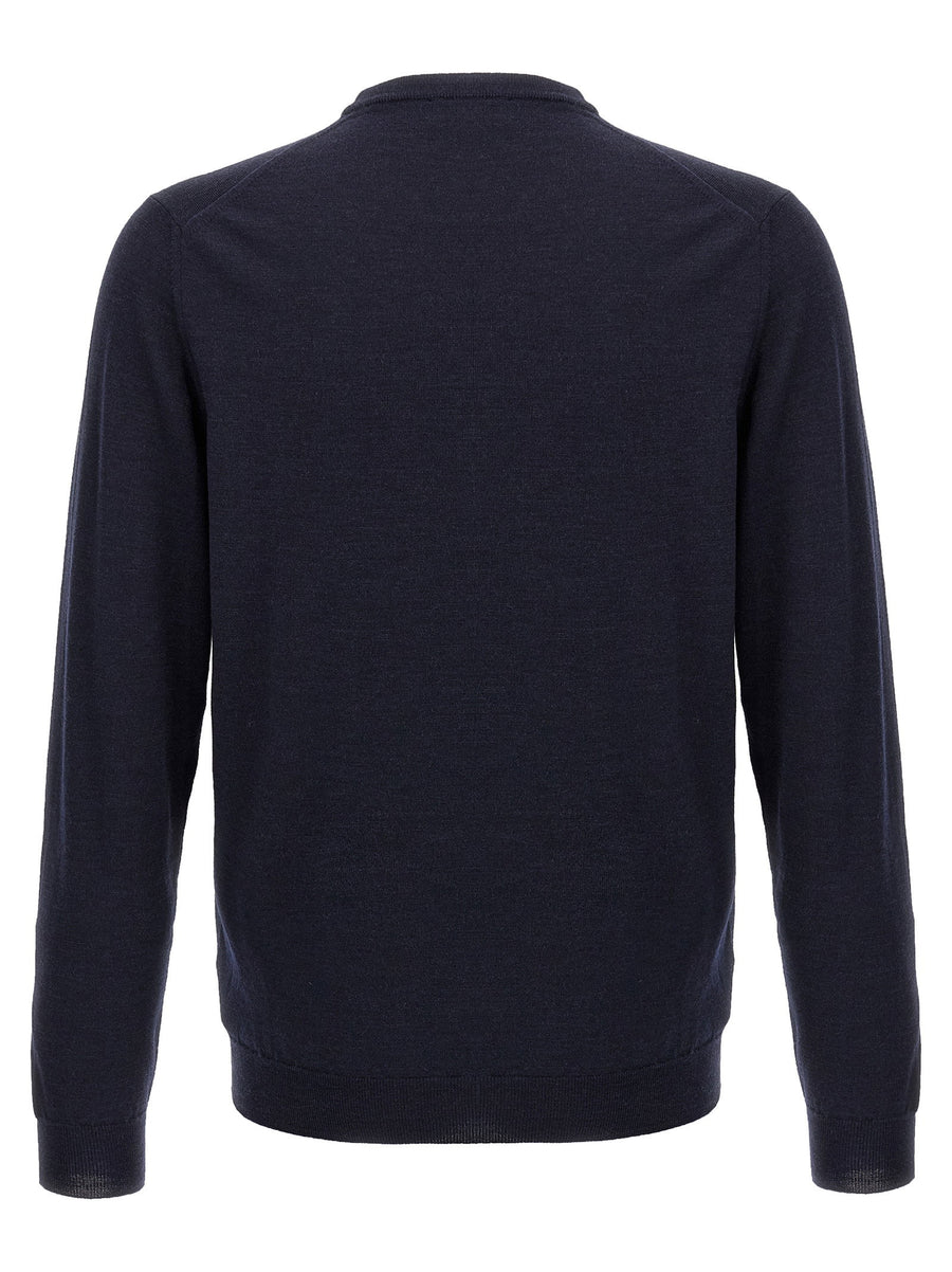 Zanone Flexwool Virgin Wool Blue Sweater With Crew Neck And Long Sleeves