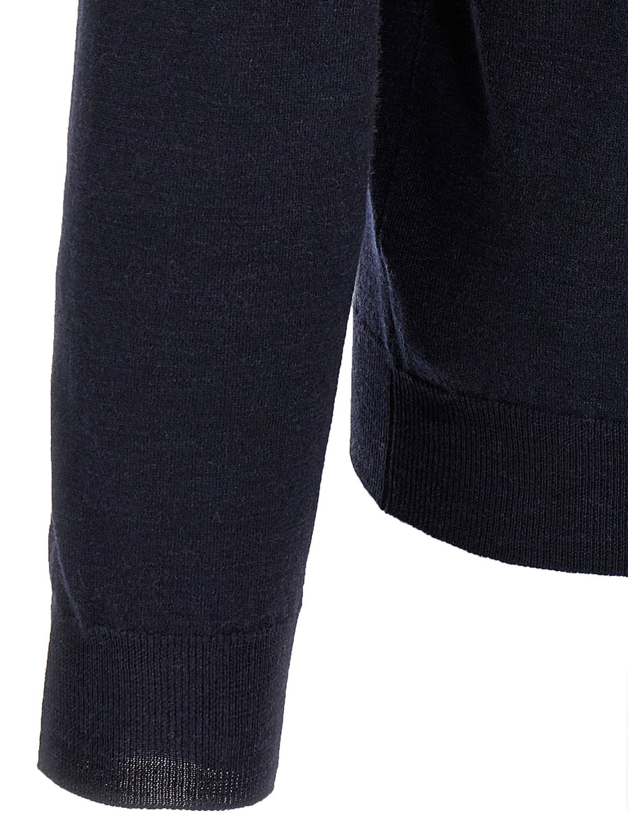 Zanone Flexwool Virgin Wool Blue Sweater With Crew Neck And Long Sleeves