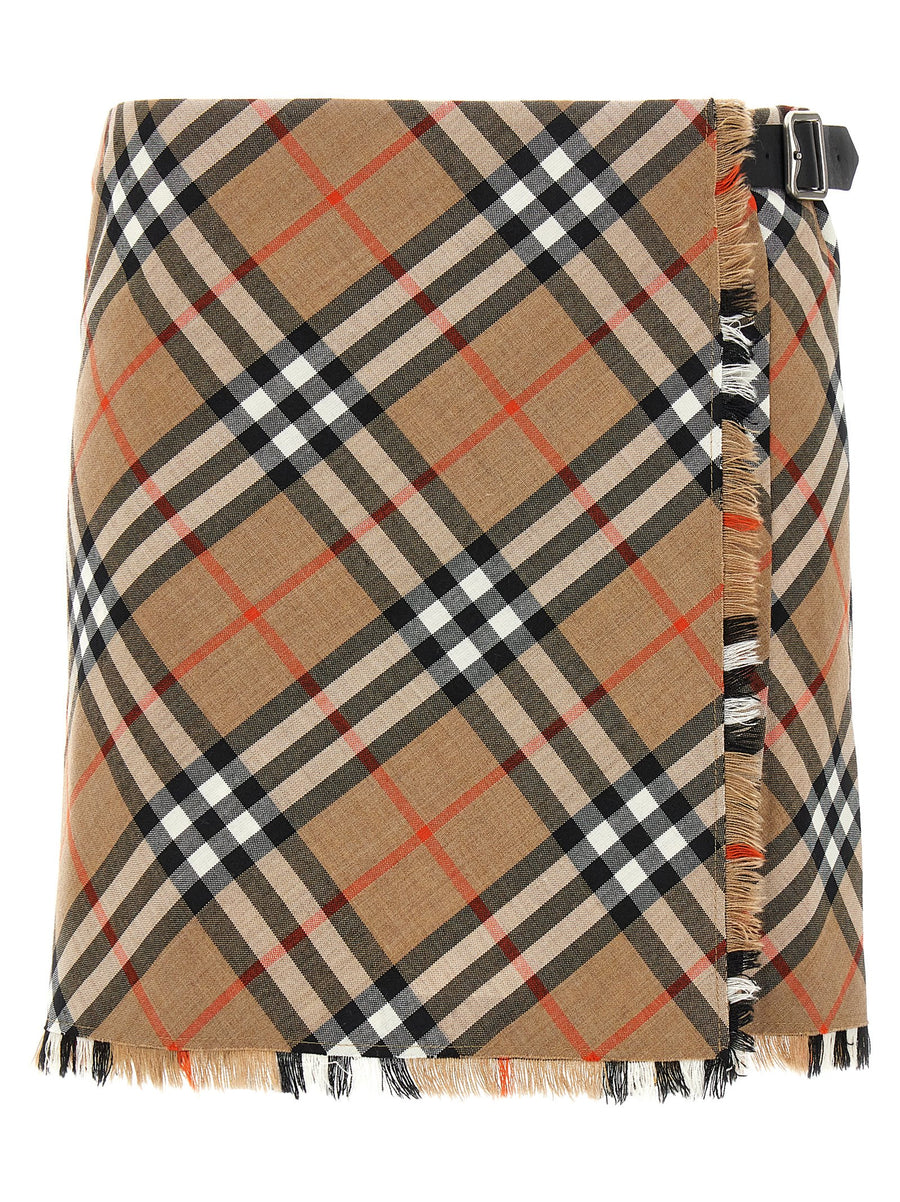 Burberry Kilt Skirt Premium Wool Blend Checkered Mini Tailored for Women City Ready