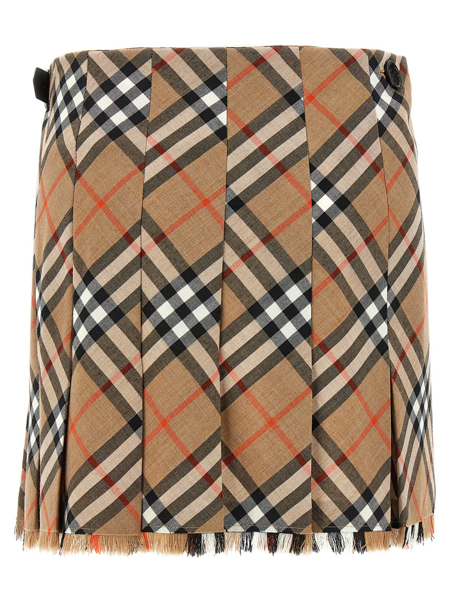 Burberry Kilt Skirt Premium Wool Blend Checkered Mini Tailored for Women City Ready