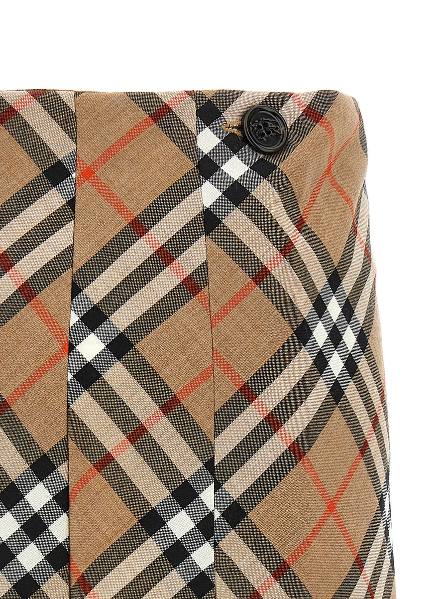 Burberry Kilt Skirt Premium Wool Blend Checkered Mini Tailored for Women City Ready