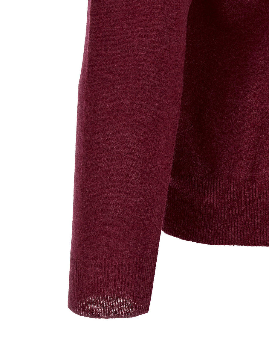 Zanone Bordeaux Long Sleeve Cashmere Polo Shirt For Men