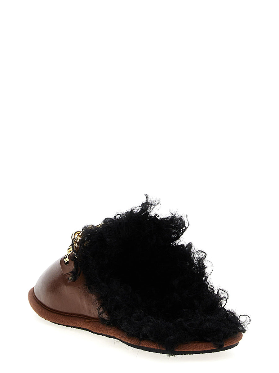 Stella McCartney Backless Ryder Sabots Chic Leather Effect Mules With Teddy Lining Front Metal Detail For Women