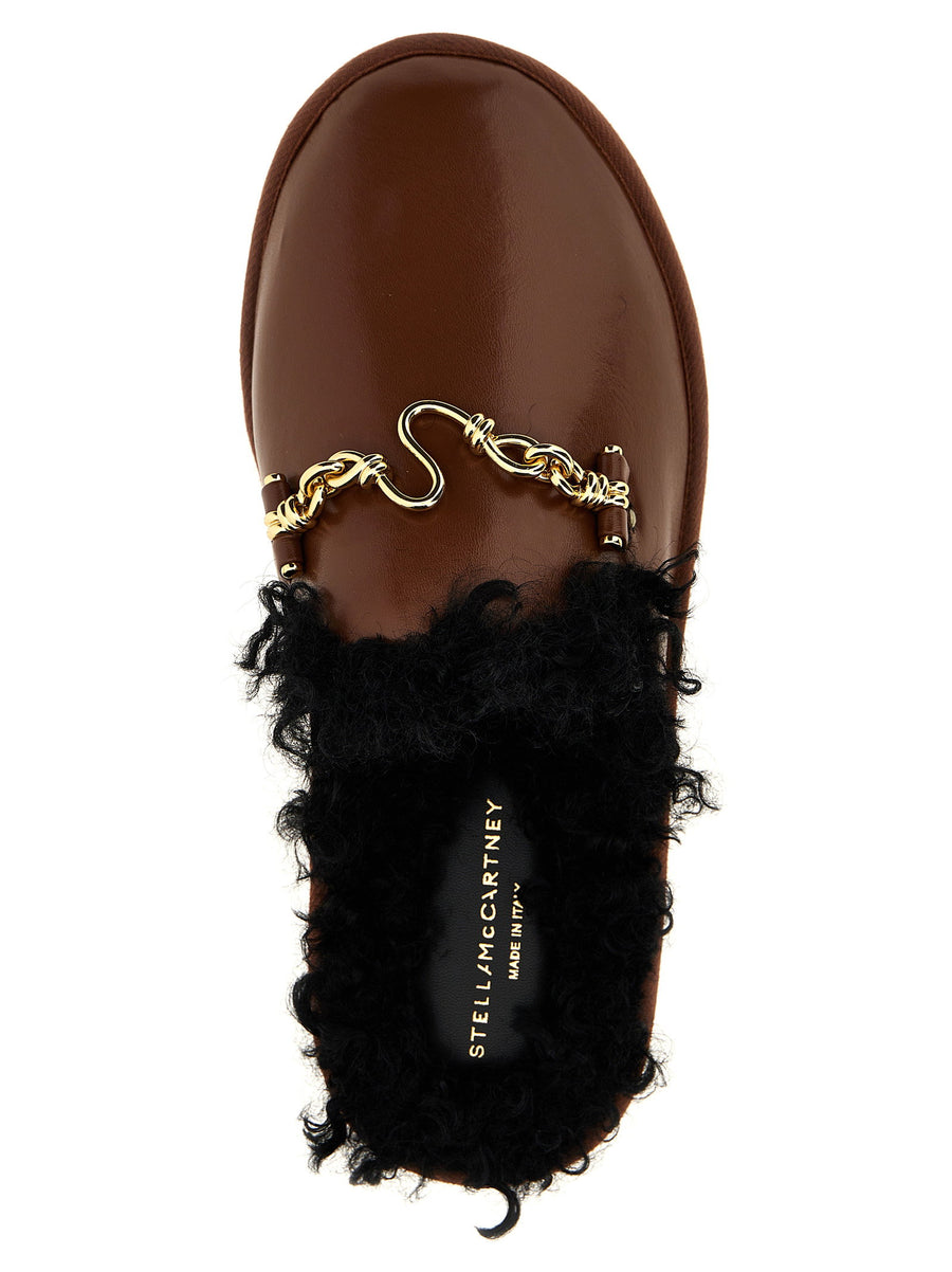 Stella McCartney Backless Ryder Sabots Chic Leather Effect Mules With Teddy Lining Front Metal Detail For Women