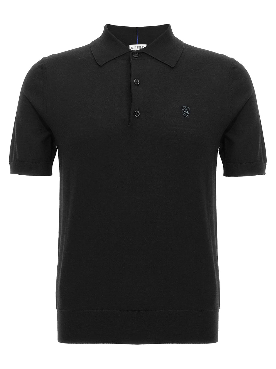 Burberry Wool Polo Shirt for Men Luxury 100% Wool Front Logo Embroidery Back Detail