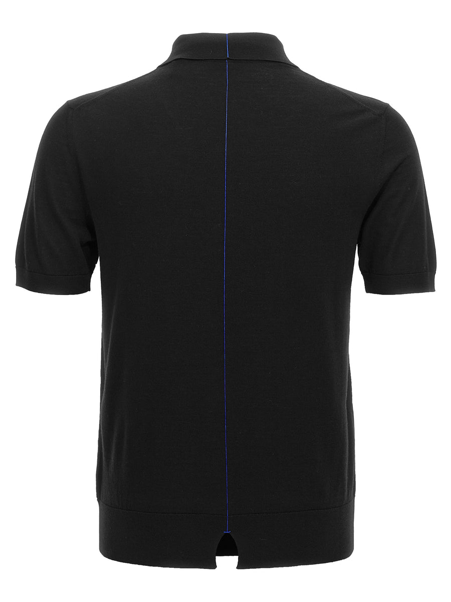 Burberry Wool Polo Shirt for Men Luxury 100% Wool Front Logo Embroidery Back Detail