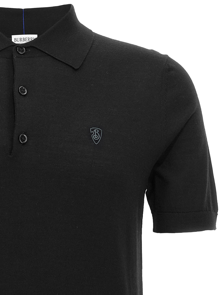 Burberry Wool Polo Shirt for Men Luxury 100% Wool Front Logo Embroidery Back Detail
