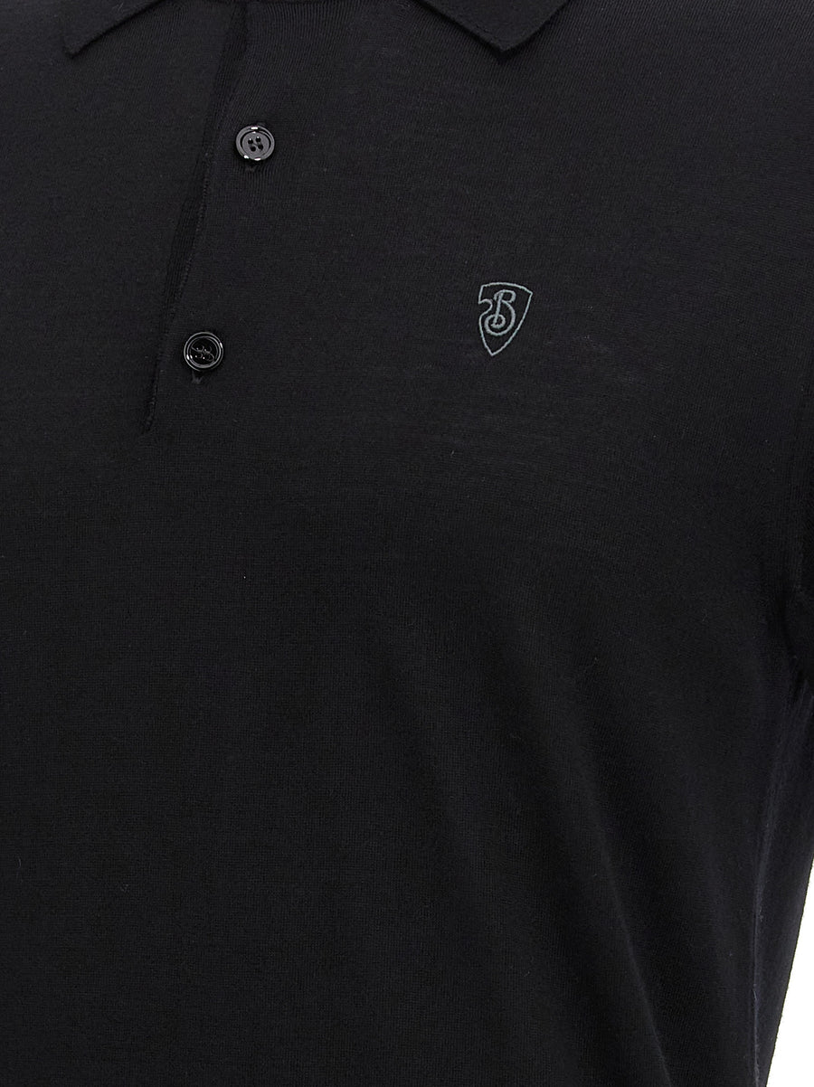 Burberry Wool Polo Shirt for Men Luxury 100% Wool Front Logo Embroidery Back Detail