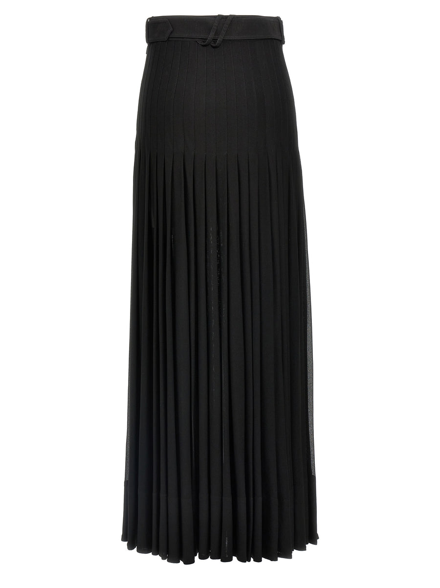 Burberry Pleated Skirt For Women Long Black Semi Transparent Viscose With Movement Rich Timeless Pleats