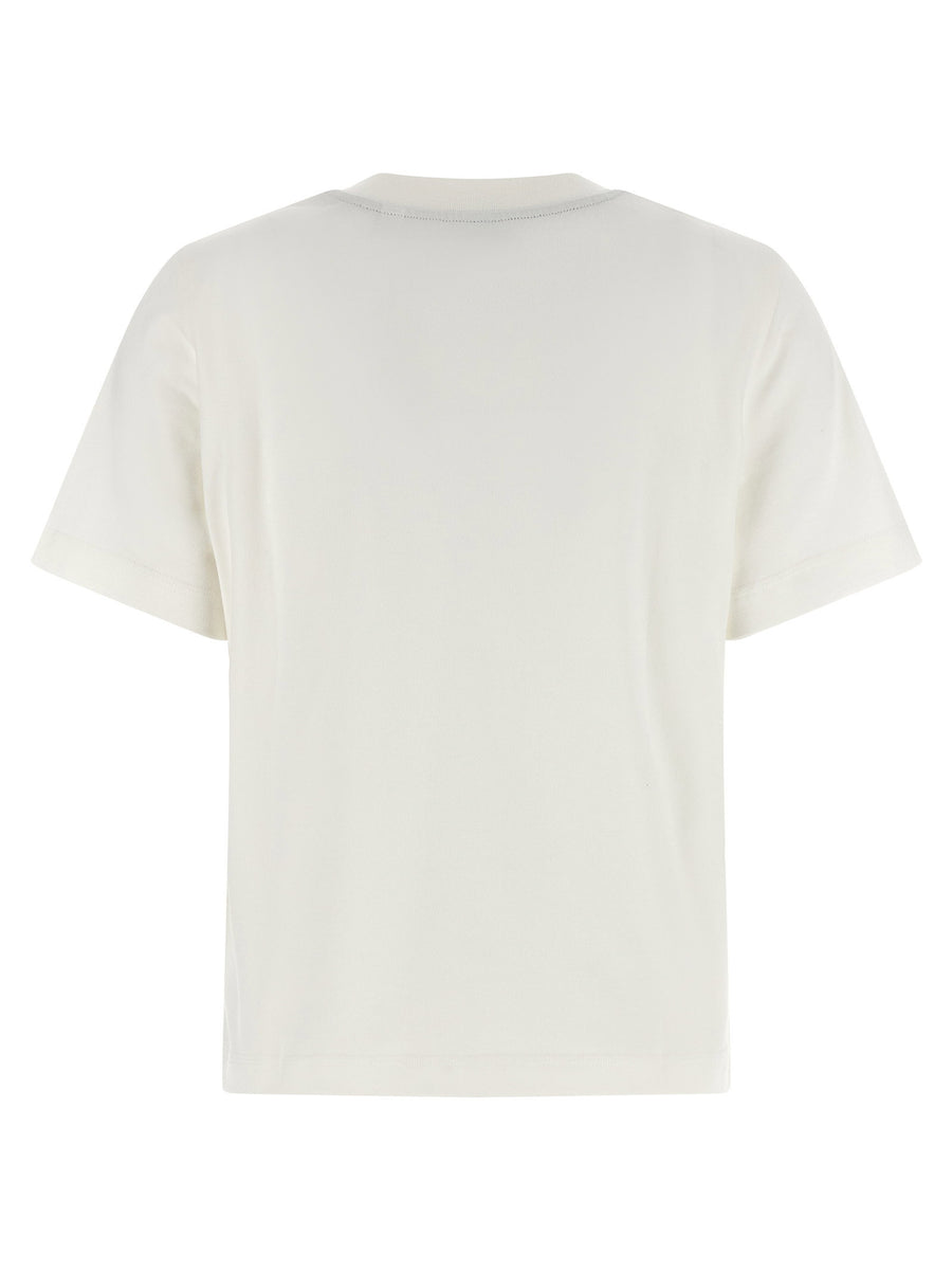 Burberry T Shirt Timeless For Women With Equestrian Knight Embroidery On White Cotton Jersey
