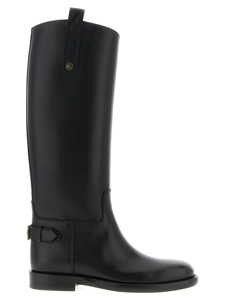 Burberry Cavalier Boots Black Calfskin Luxury Equestrian-Inspired Dress Boot For Women Knight Button Tongue