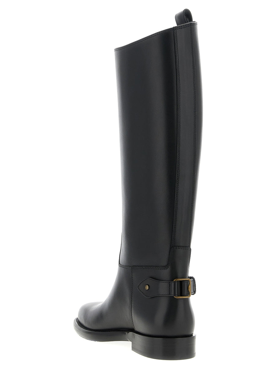 Burberry Cavalier Boots Black Calfskin Luxury Equestrian-Inspired Dress Boot For Women Knight Button Tongue
