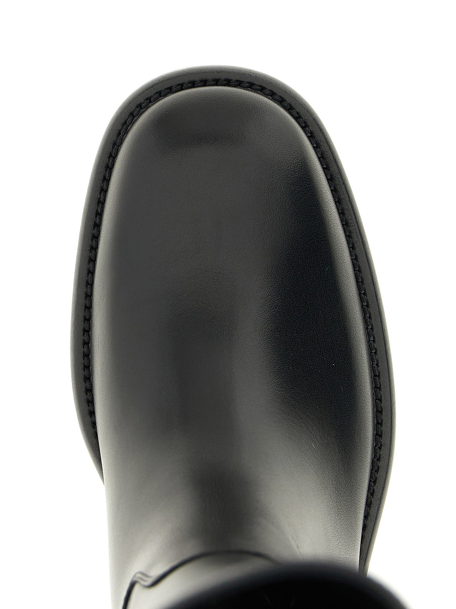 Burberry Cavalier Boots Black Calfskin Luxury Equestrian-Inspired Dress Boot For Women Knight Button Tongue