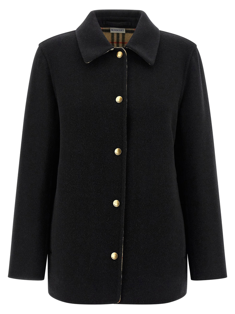 Burberry Check Lining Wool Jacket For Women Tailored Double Face Twill Luxury Outerwear