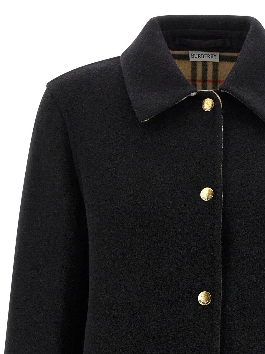 Burberry Check Lining Wool Jacket For Women Tailored Double Face Twill Luxury Outerwear