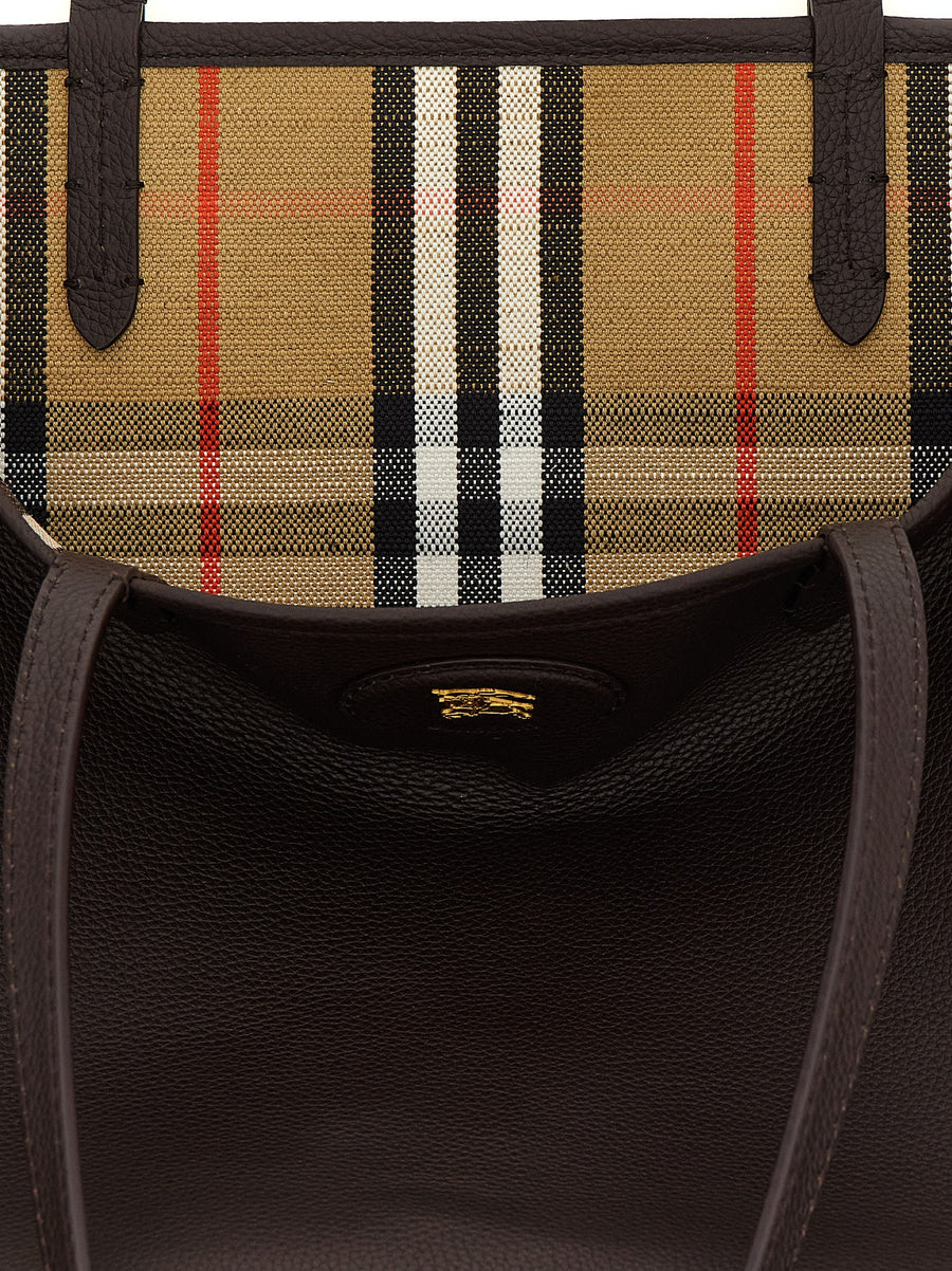 Burberry Reversible Bloomsbury Medium Shopper Bag Leather Exterior Or Burberry Check Fabric For Women