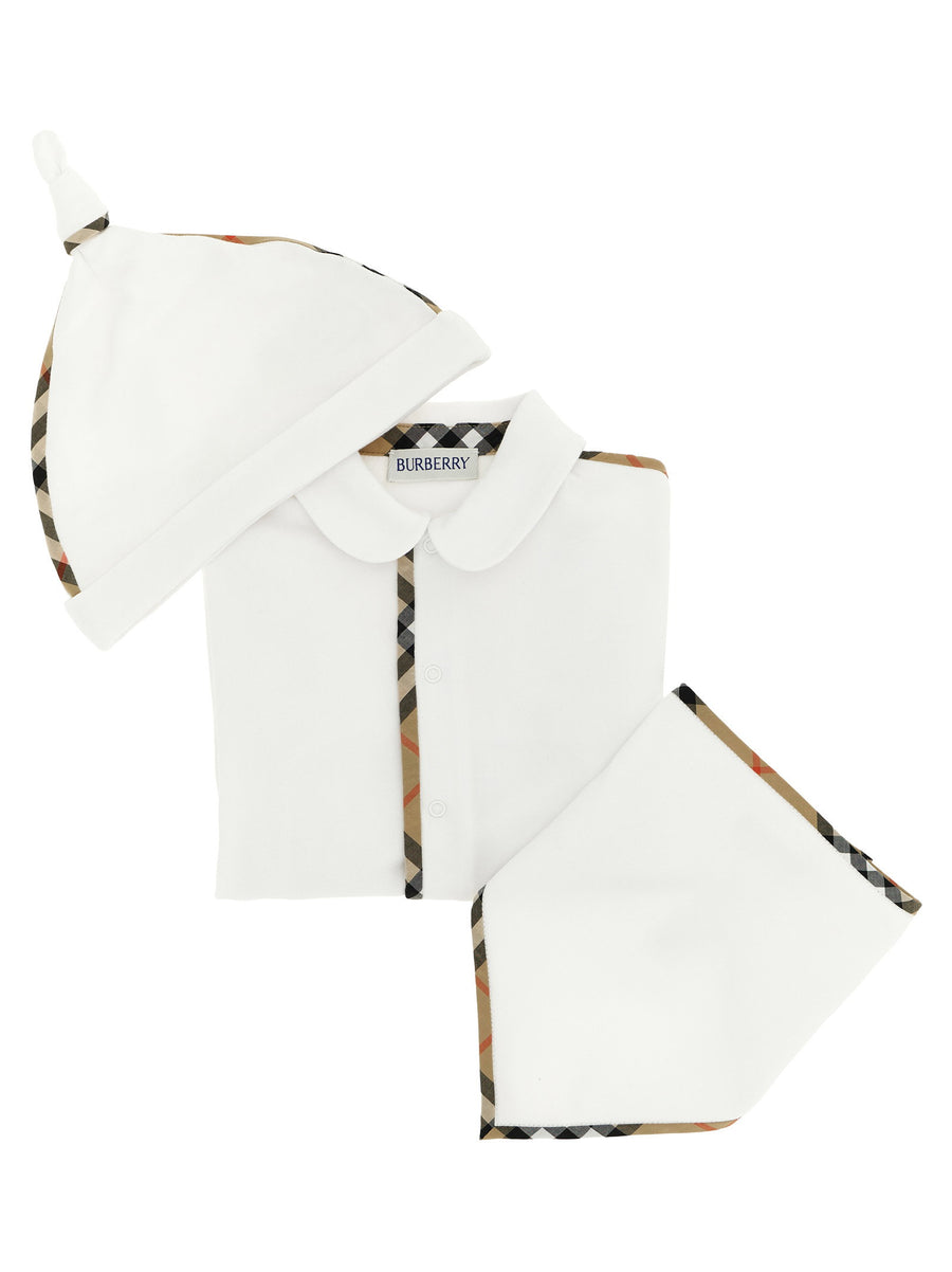Burberry Baby Set Hamilton Jumpsuit + Cap + Bib