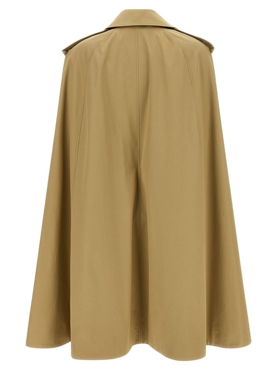 Burberry Bellemont Cape For Women Luxurious Beige Double Breasted Coat With Signature Check Lining