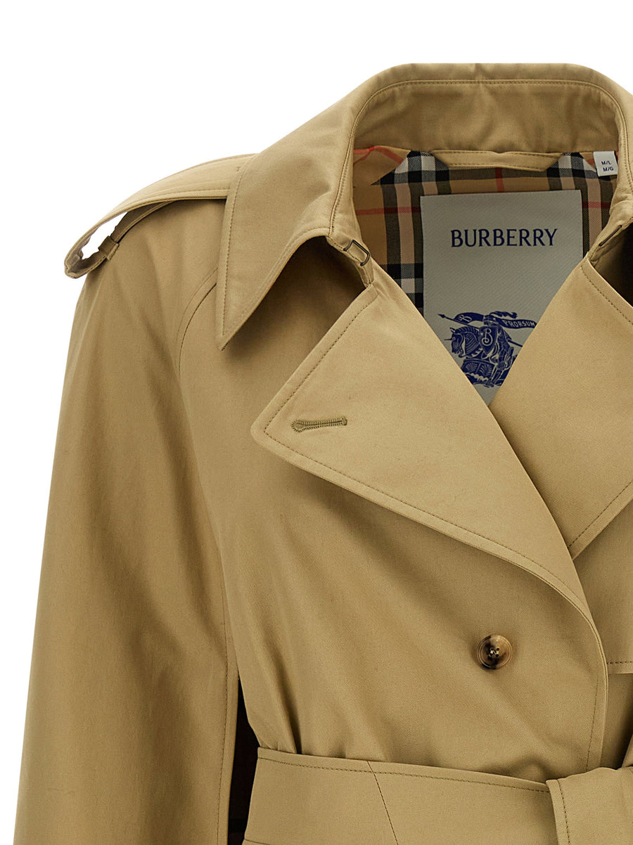 Burberry Bellemont Cape For Women Luxurious Beige Double Breasted Coat With Signature Check Lining