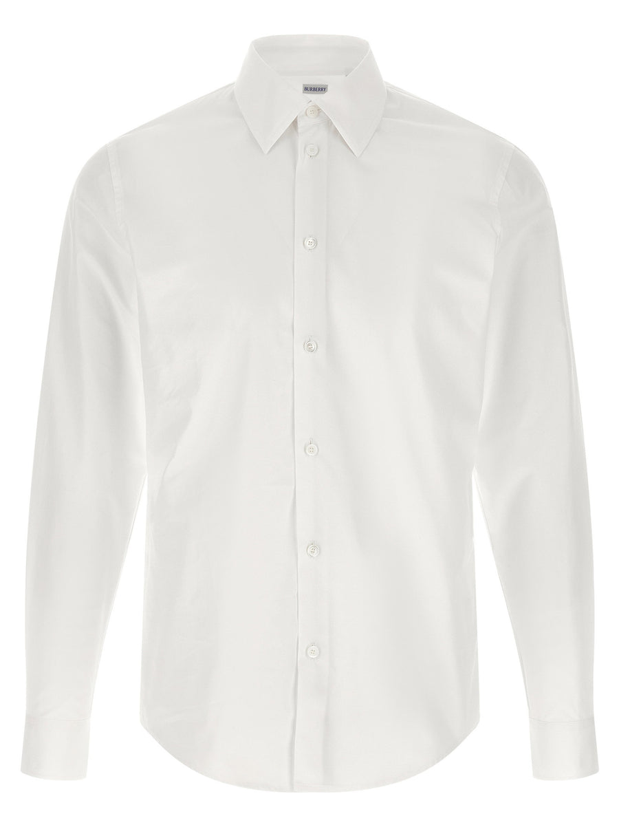 Burberry Cotton Shirt For Men Timeless White Poplin Luxury Tailored Fit Signature Details