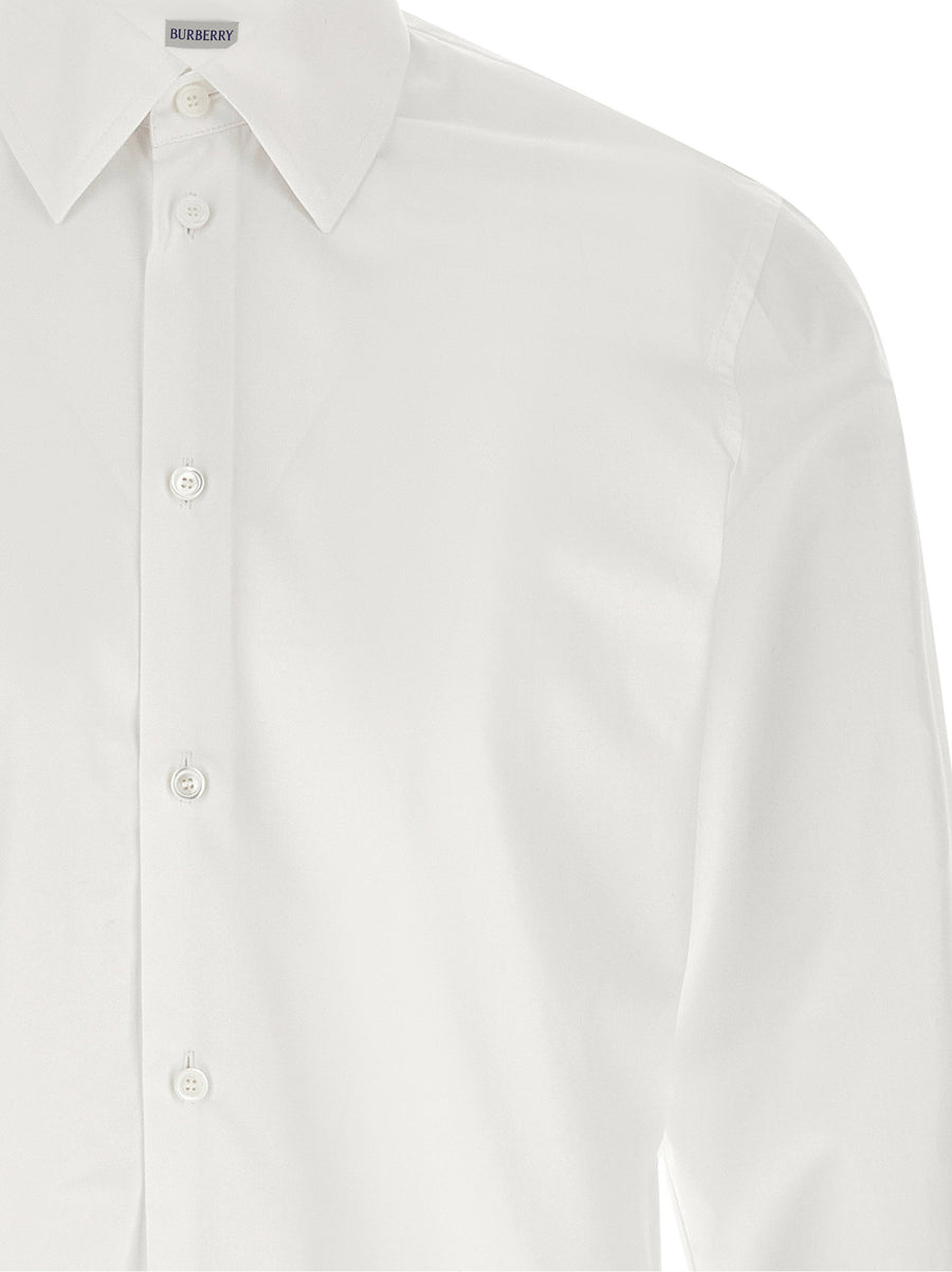 Burberry Cotton Shirt For Men Timeless White Poplin Luxury Tailored Fit Signature Details
