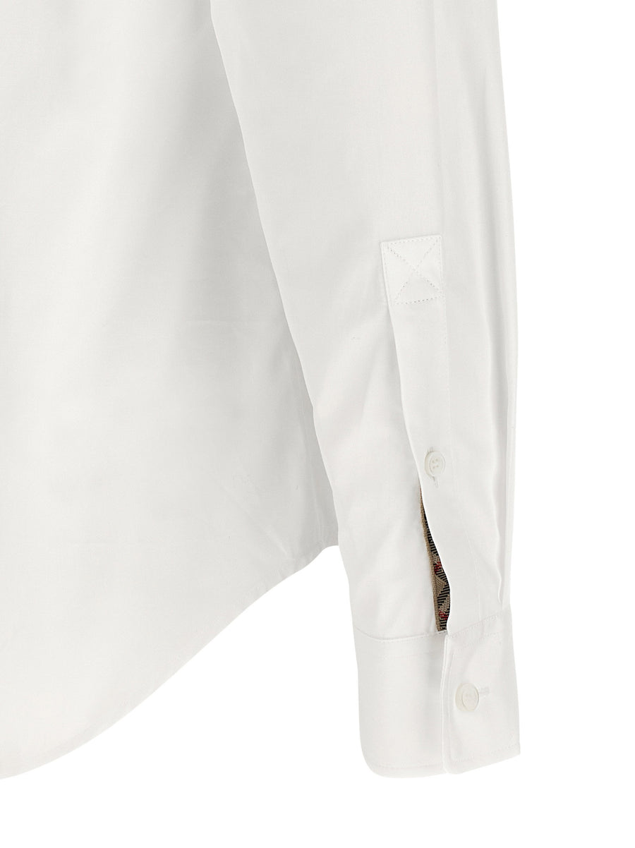Burberry Cotton Shirt For Men Timeless White Poplin Luxury Tailored Fit Signature Details