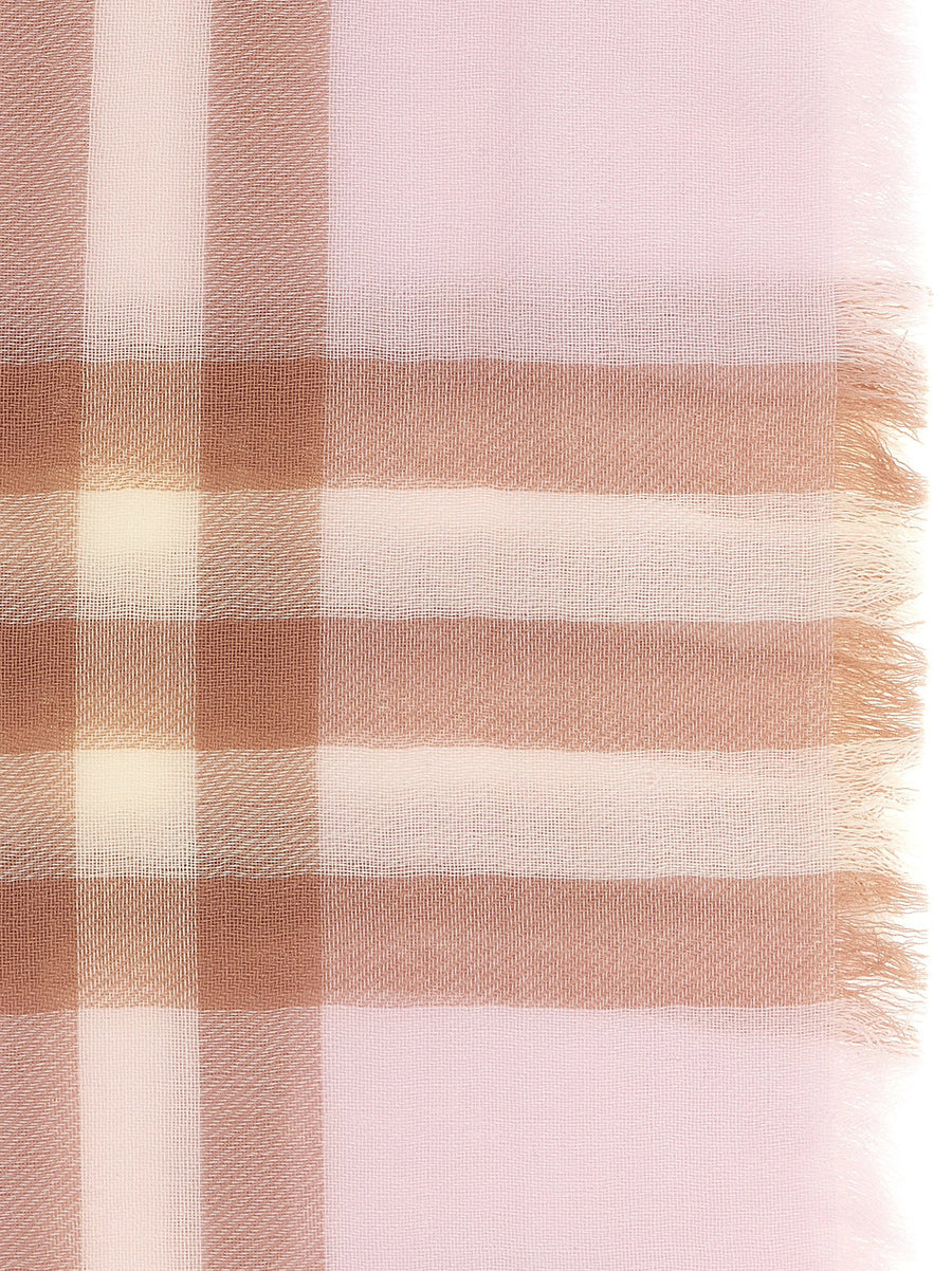 Burberry Giant Scarf Pink 100 Percent Wool Versatile Lightweight Wrap With Fringed Edges For Women