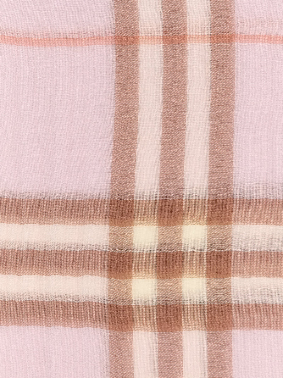 Burberry Giant Scarf Pink 100 Percent Wool Versatile Lightweight Wrap With Fringed Edges For Women