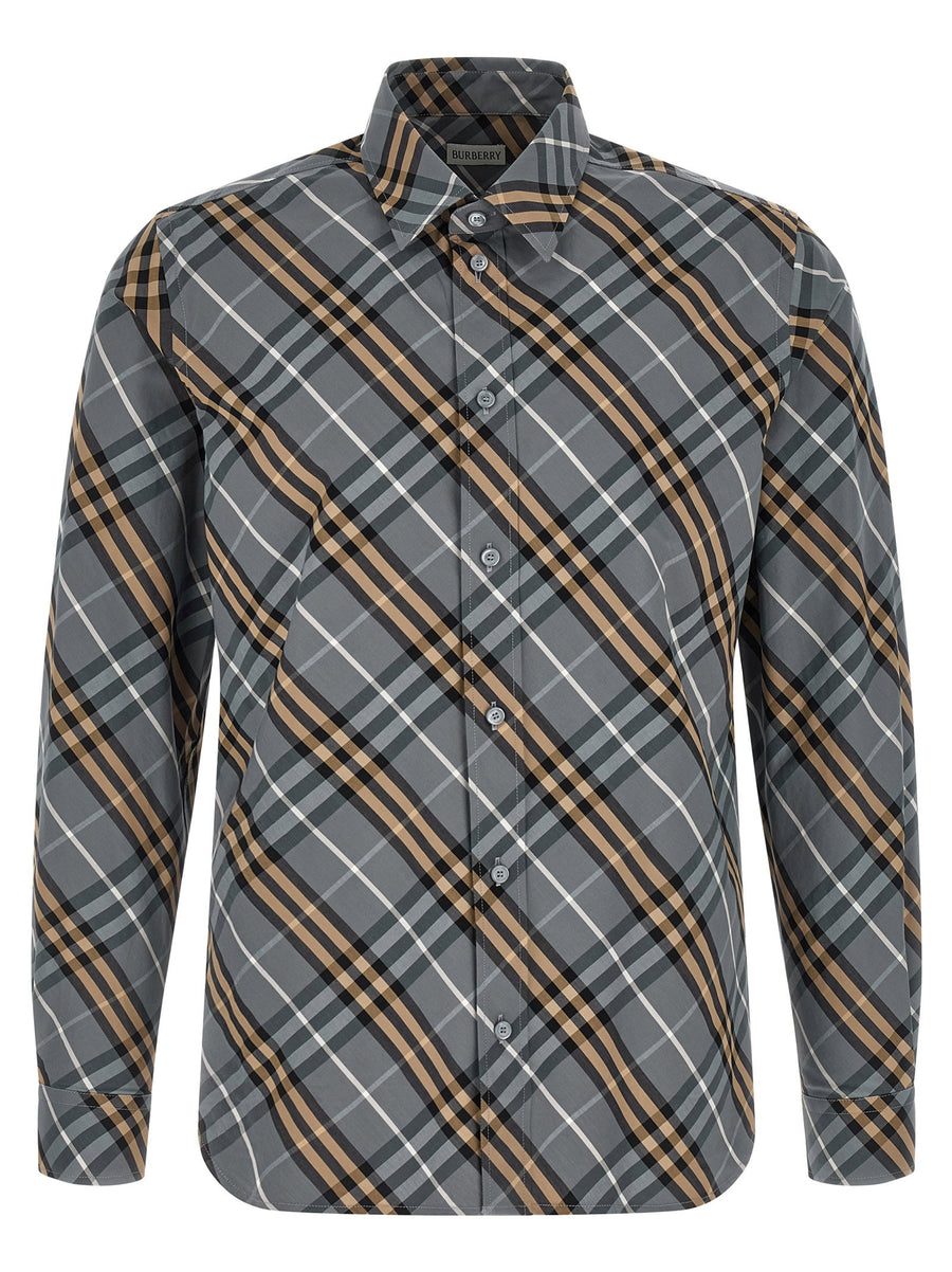 Burberry Robert Shirt For Men Cotton Poplin Multicolor Check Signature Detail Tailored Luxury