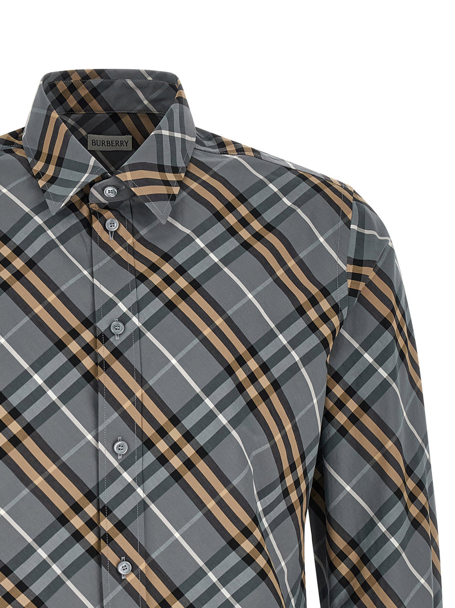Burberry Robert Shirt For Men Cotton Poplin Multicolor Check Signature Detail Tailored Luxury