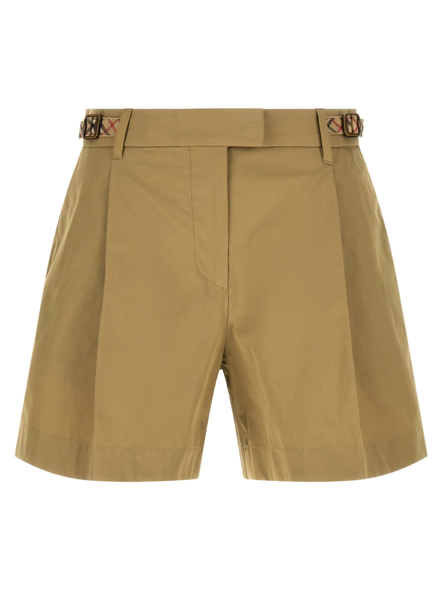 Burberry Raina Shorts Beige Cotton Poplin With Adjustable Waist Grosgrain Straps
