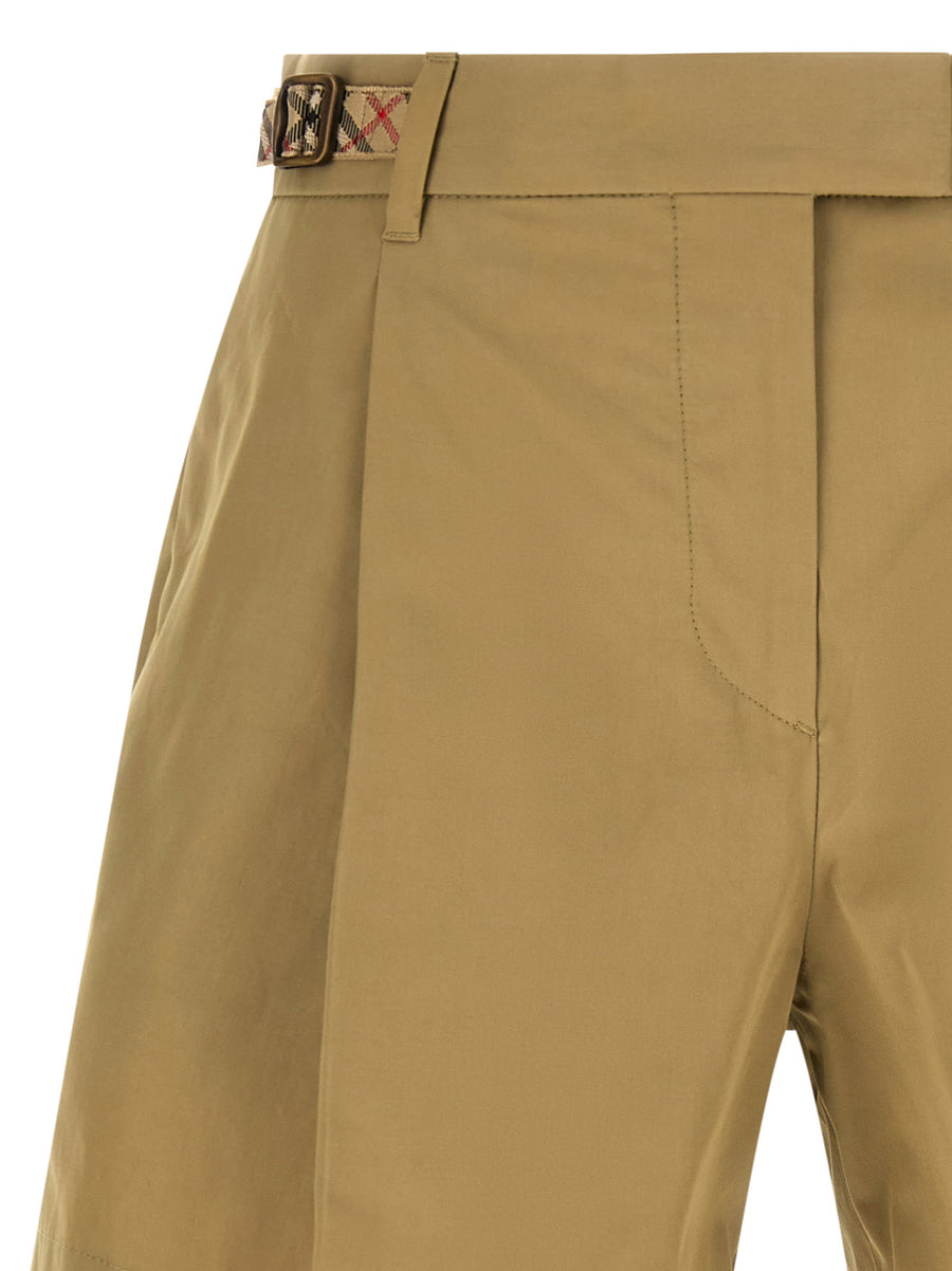 Burberry Raina Shorts Beige Cotton Poplin With Adjustable Waist Grosgrain Straps