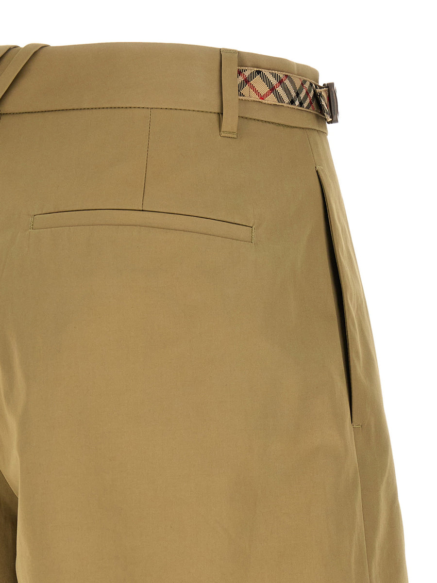 Burberry Raina Shorts Beige Cotton Poplin With Adjustable Waist Grosgrain Straps