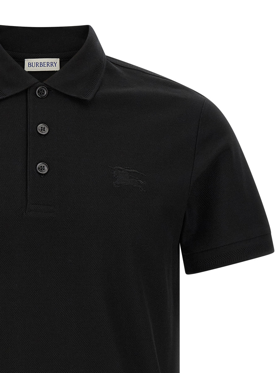 Burberry Eddie Polo Shirt For Men Luxury 100% Cotton Pique Chevron Collar Equestrian Knight Logo