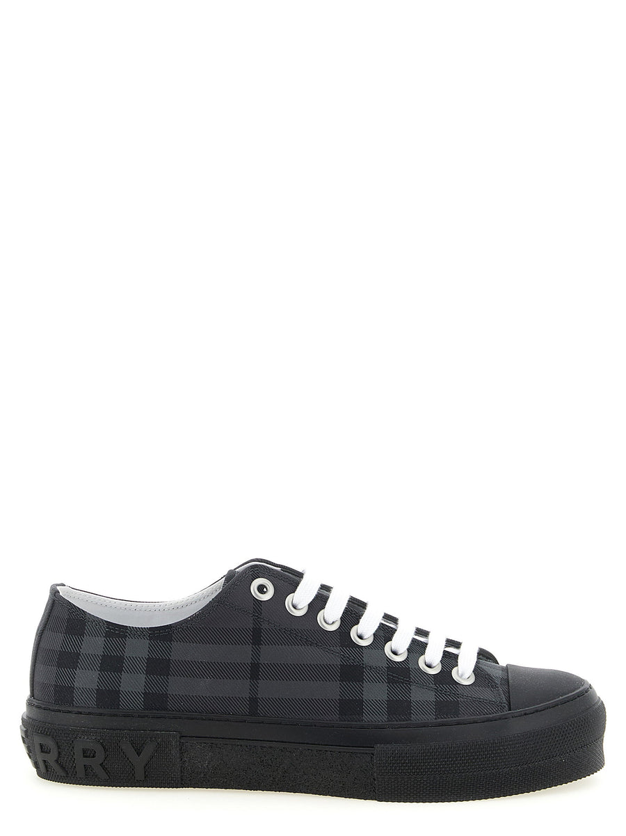 Burberry Gray Check Print Low Top Sneakers For Men Casual Luxury
