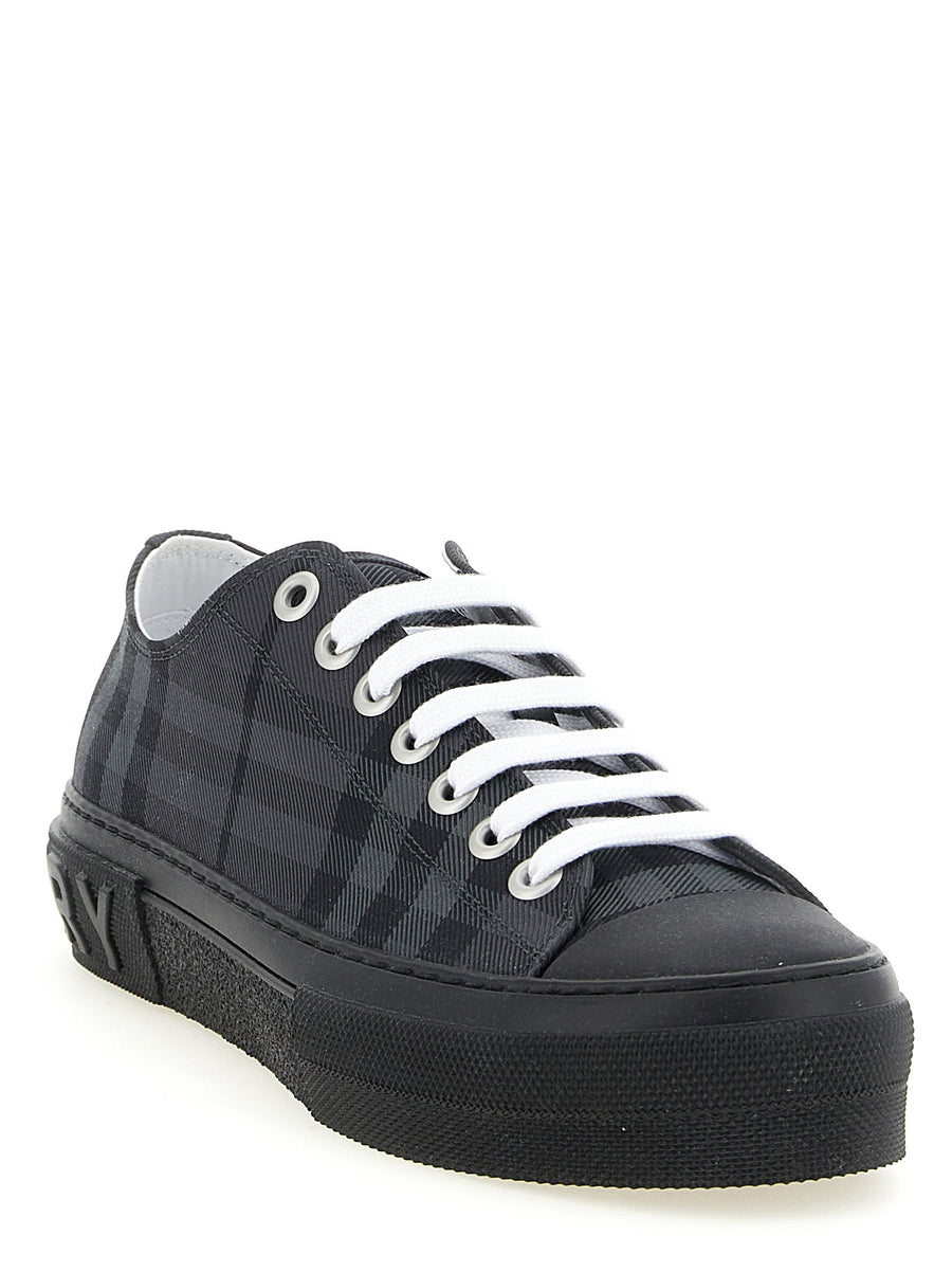 Burberry Gray Check Print Low Top Sneakers For Men Casual Luxury