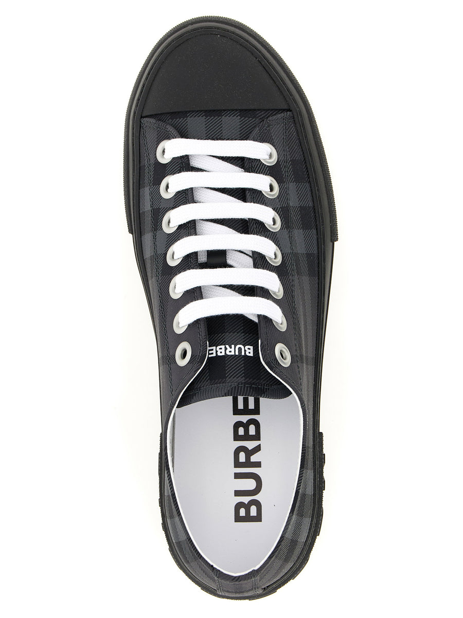 Burberry Gray Check Print Low Top Sneakers For Men Casual Luxury