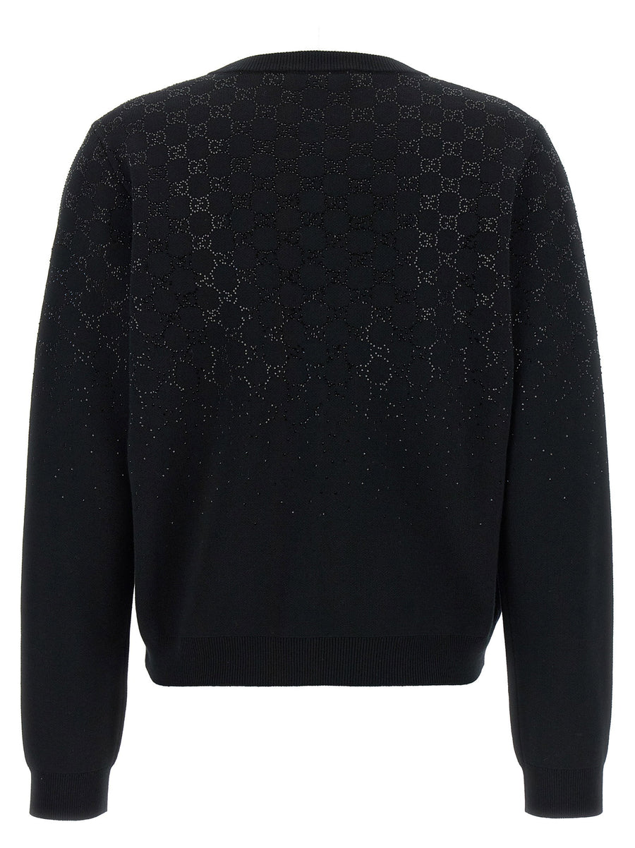 Gucci GG Crystal Cardigan In Black 100 Percent Wool For Women