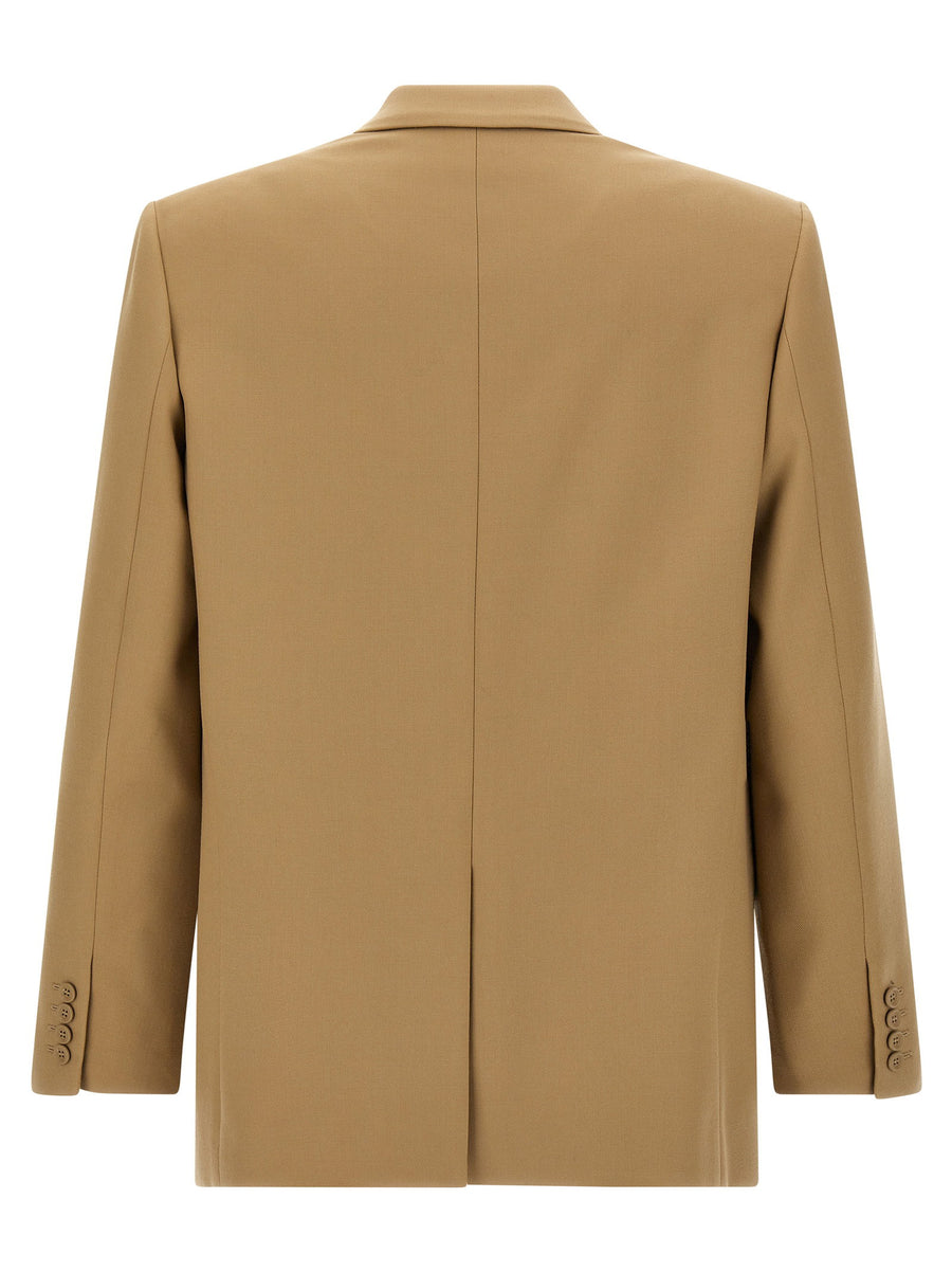 Saint Laurent Yves Wool Blazer for Women Luxurious Fully Lined Single Breasted Flap Pockets Beige
