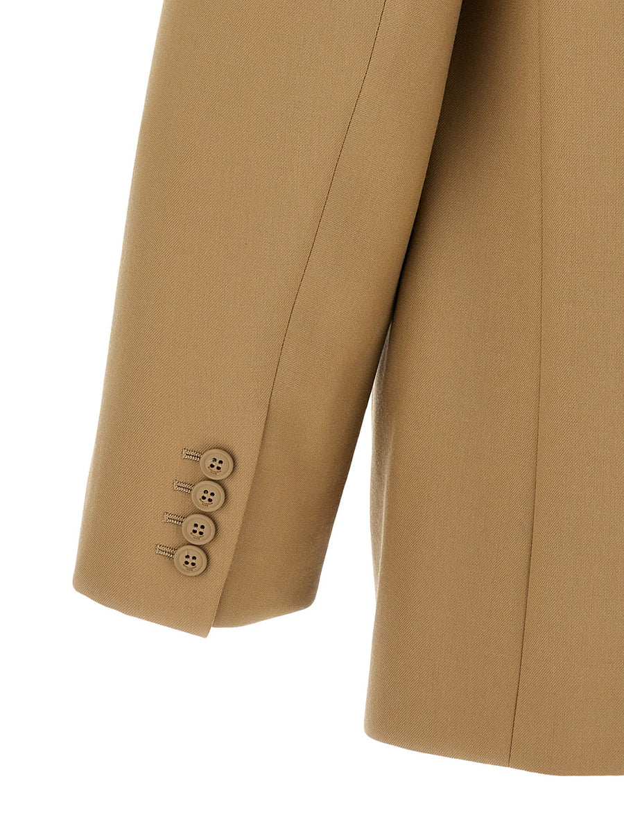 Saint Laurent Yves Wool Blazer for Women Luxurious Fully Lined Single Breasted Flap Pockets Beige