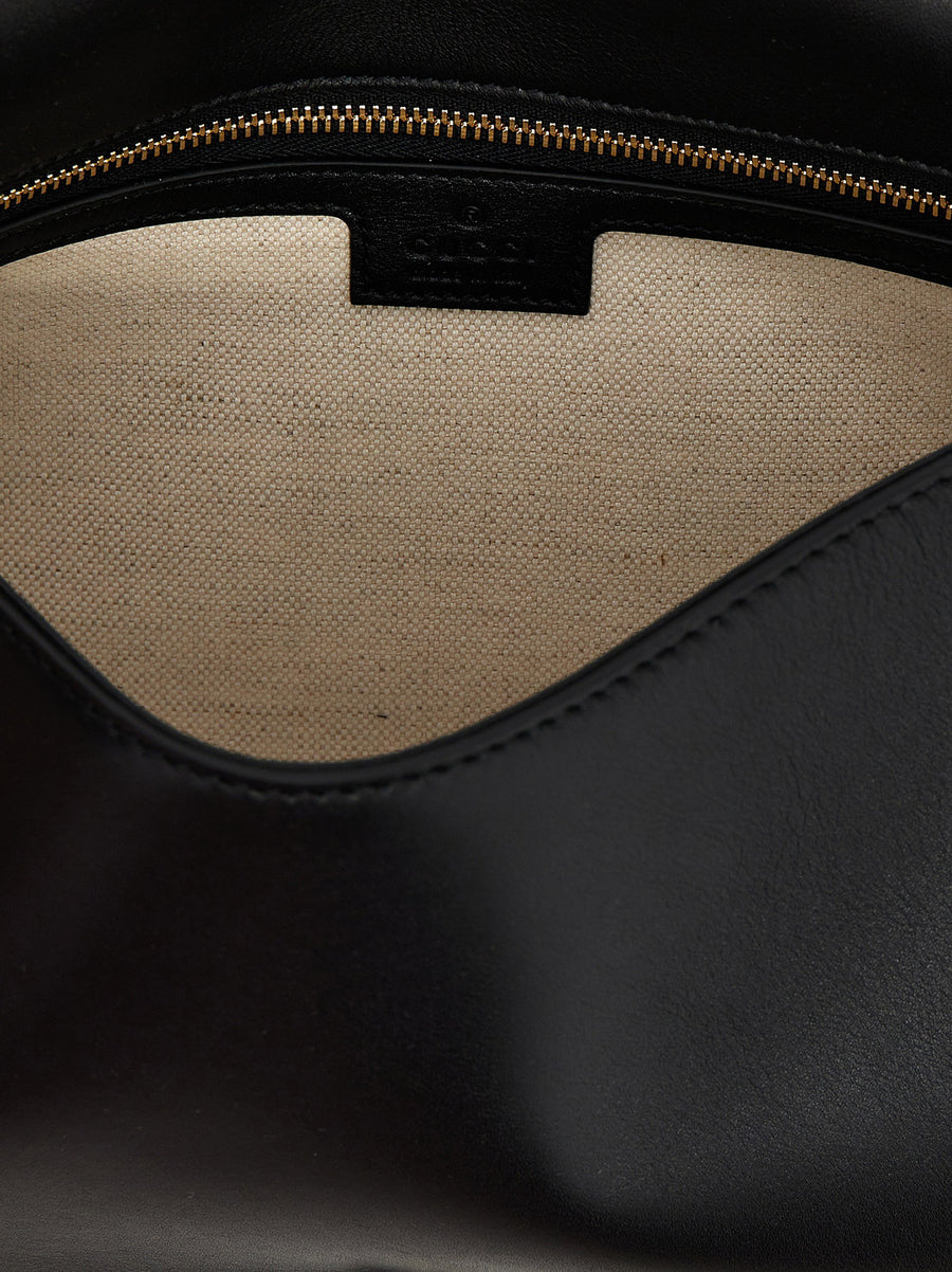 Gucci Blondie Medium Handbag Black Calfskin Leather Magnetic Closure One Size GG