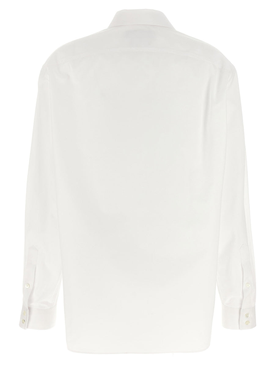 Gucci White Cotton Embroidered Logo Collared Shirt With Front Pocket