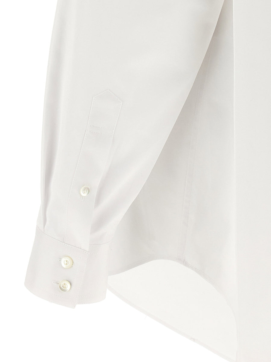 Gucci White Cotton Embroidered Logo Collared Shirt With Front Pocket