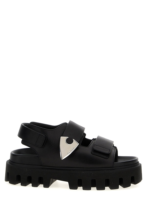 Alexander McQueen Parachute Sandals For EU Women With Bold Triple Adjustable Velcro Straps And Thick Notched Sole