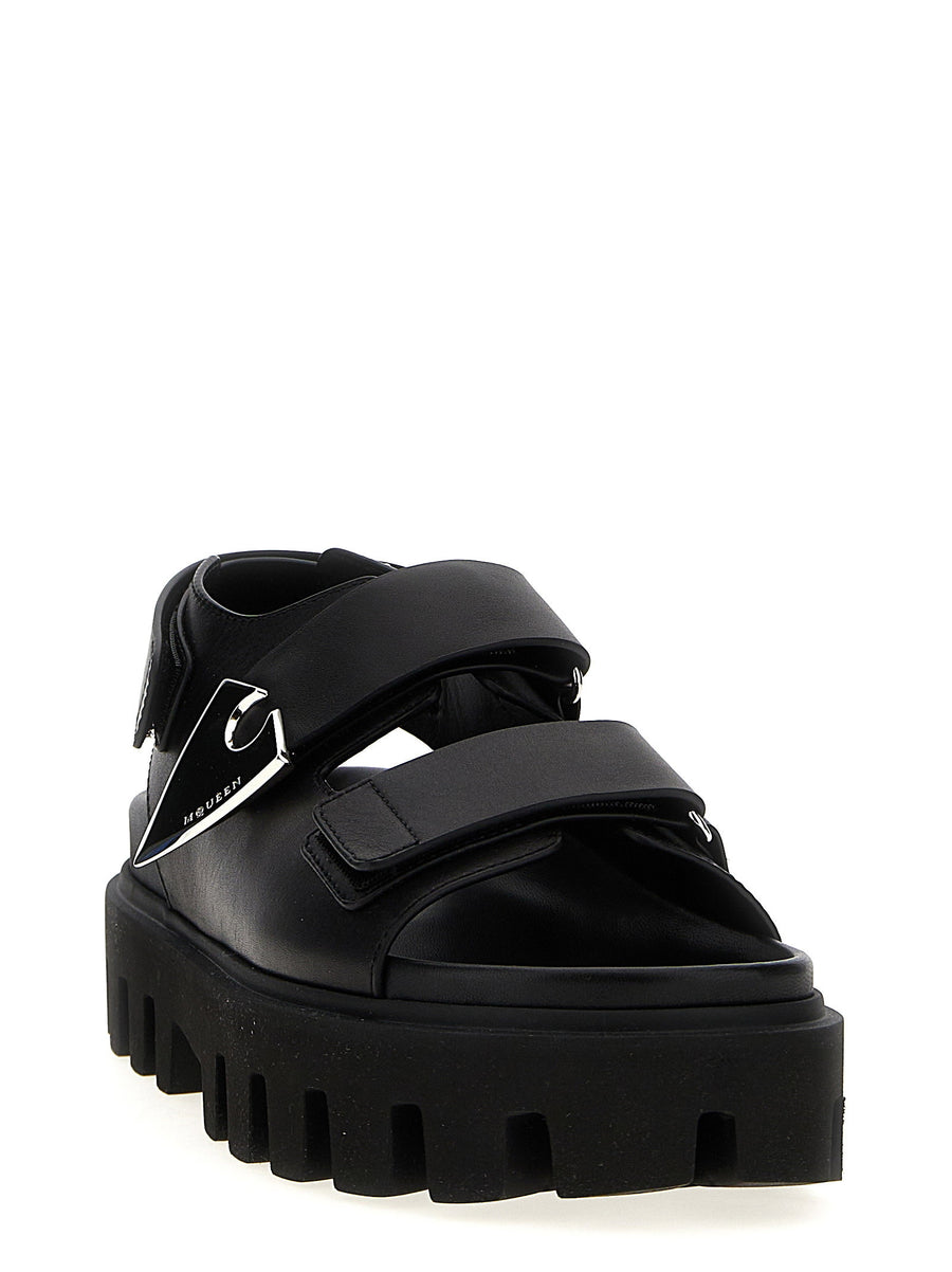 Alexander McQueen Parachute Sandals For EU Women With Bold Triple Adjustable Velcro Straps And Thick Notched Sole