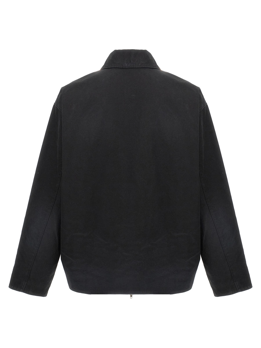 Balenciaga Bb Garderobe Jacket For Men Black Cotton Canvas With Zip Closure And Tonal Embroidery Comfort Fit Minimalist