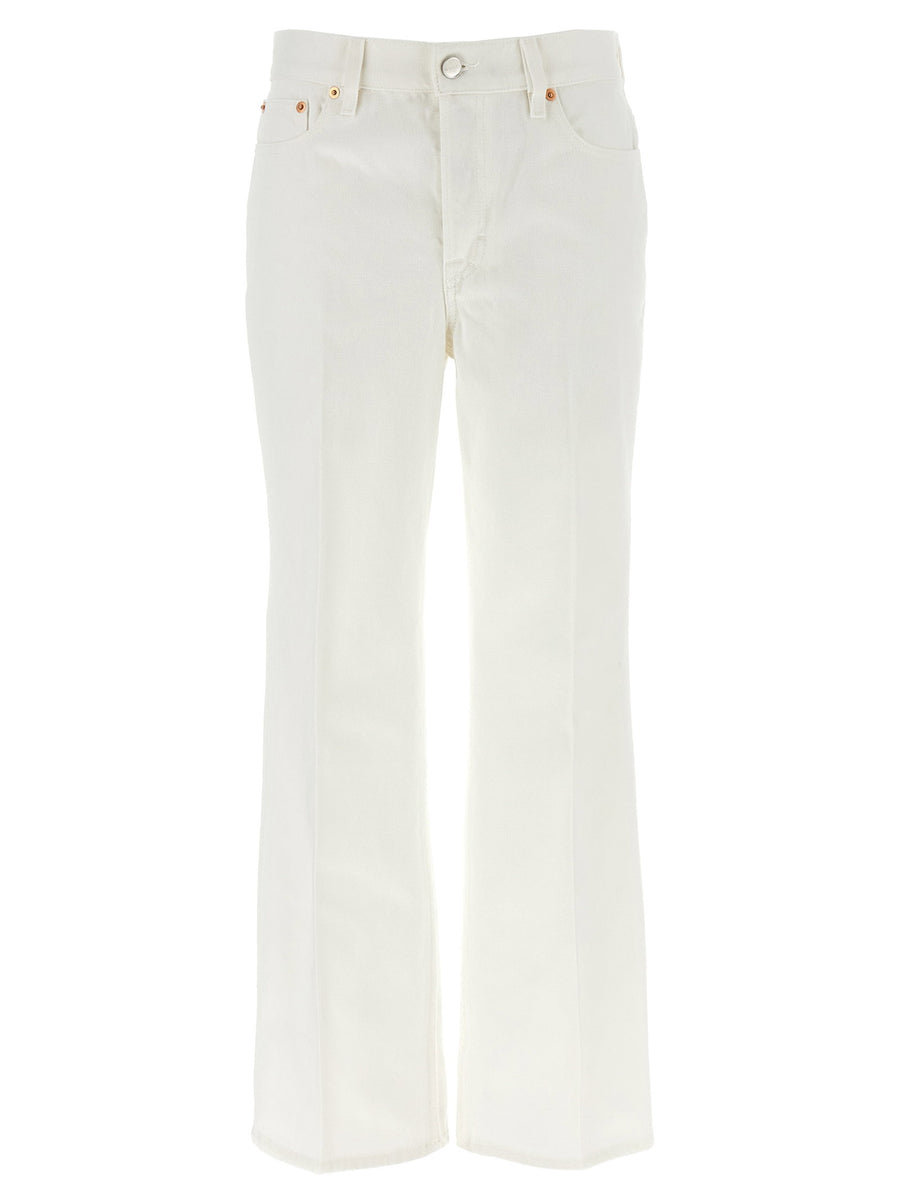 Gucci Cropped High Waist Jeans White One Hundred Percent Cotton Flared Leg