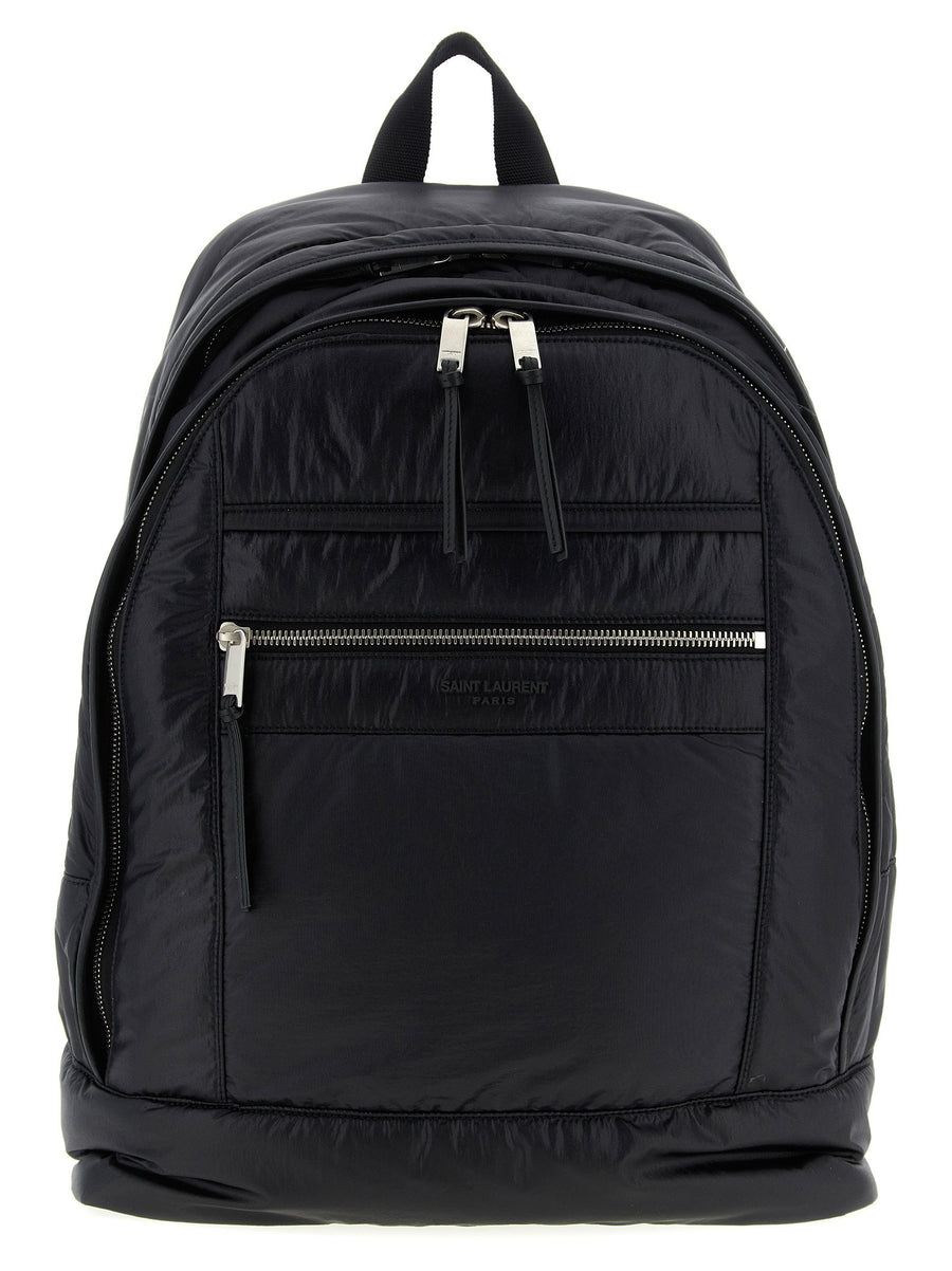 Saint Laurent City Backpack Luxury Black Calfskin Leather For Urban Explorers With Front Zip Pockets