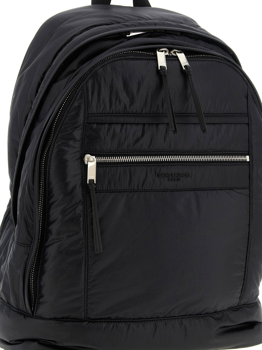 Saint Laurent City Backpack Luxury Black Calfskin Leather For Urban Explorers With Front Zip Pockets